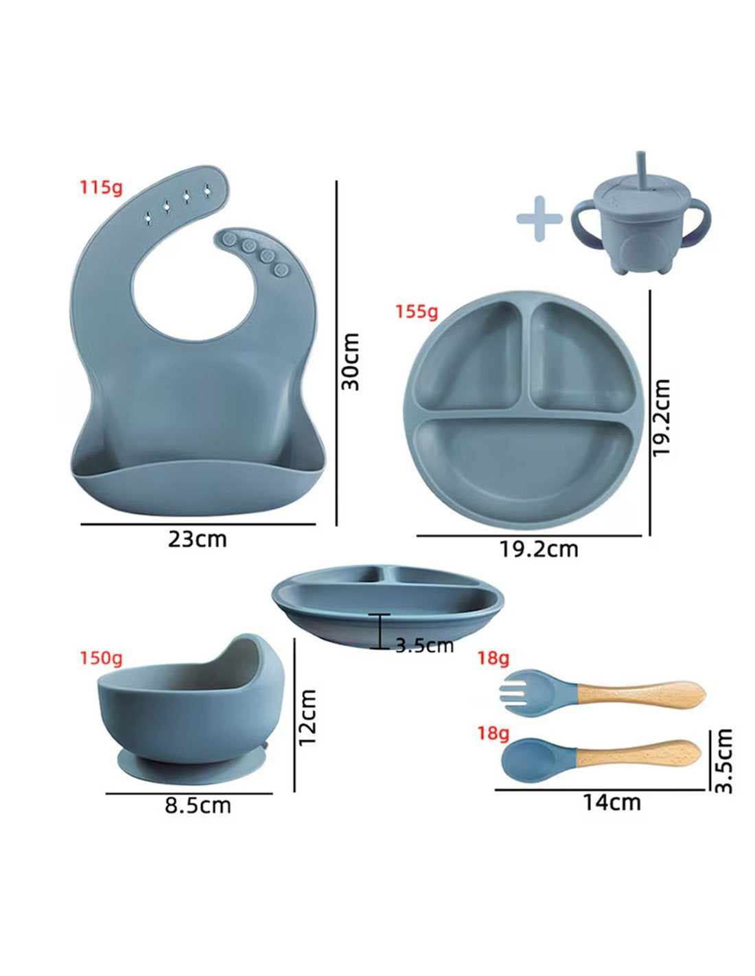 Set Diversificare Bebeluși, 8 piese, termorezistent, silicon, fără BPA – Practic și sigur