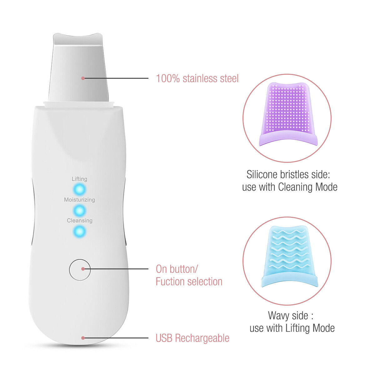 Συσκευή Υπερήχων Ultrasonic Skin Scrubber – Βαθύς Καθαρισμός και Περιποίηση Προσώπου