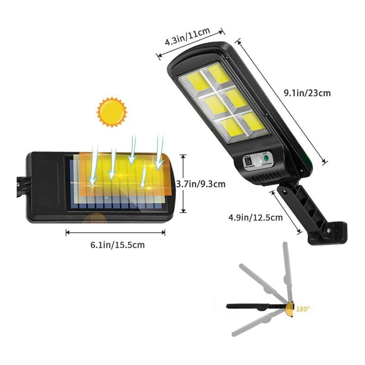 Σετ 3 Ηλιακά Φώτα 150W, 160 LED COB, Τηλεχειριστήριο και Αισθητήρας Κίνησης