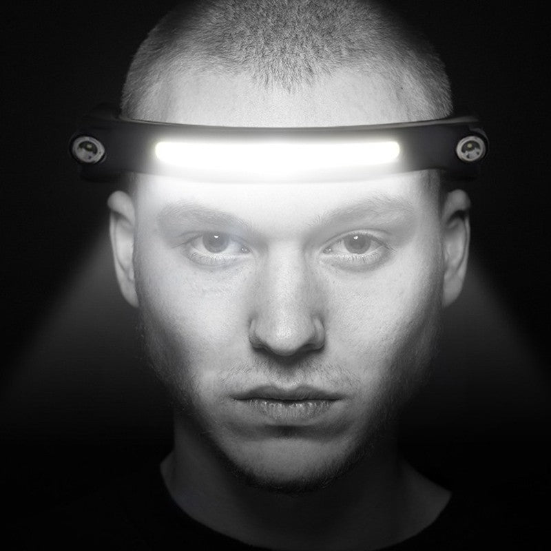 Φακός LED με επαγωγή για το κεφάλι, επαναφορτιζόμενος, με αισθητήρα, μαύρος
