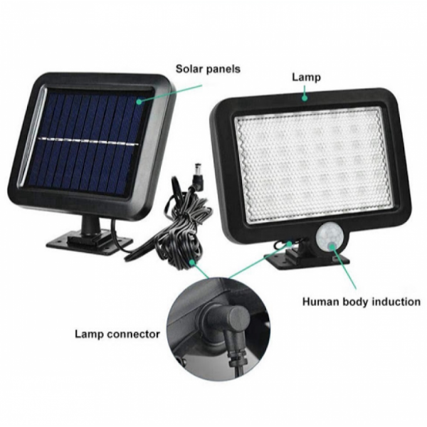 Λάμπα COB LED με ηλιακό SL-F100, με μπαταρία και τηλεχειριστήριο, μαύρο